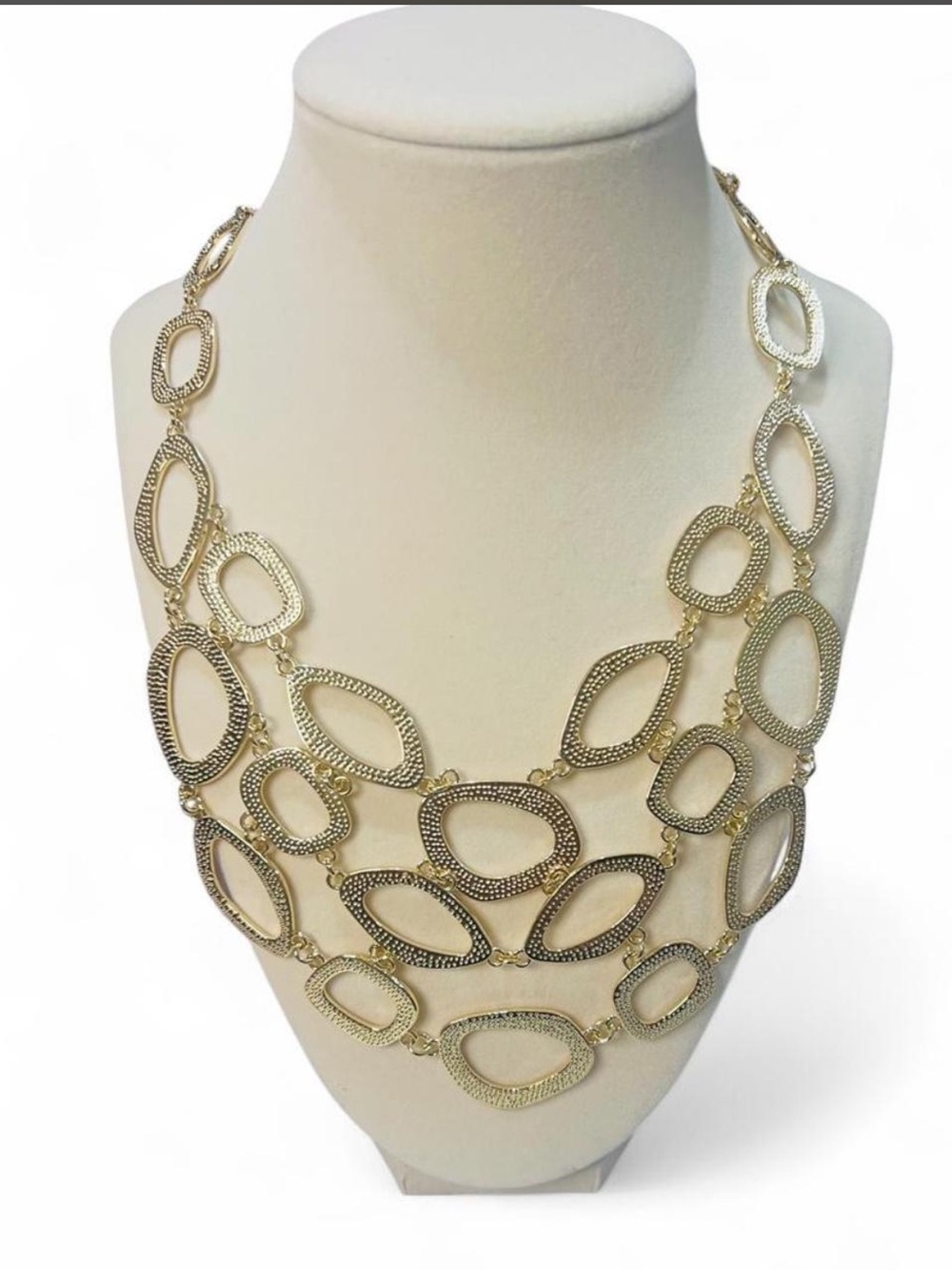 BCBG MaxAzria Gold Tone Bib Statement Necklace Worn Once